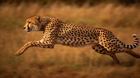 Cheetah in flight, Masai Mara National Park, Kenyaの素材