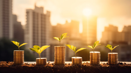 Investment and save money for business concept, Coins graph stock marketの素材