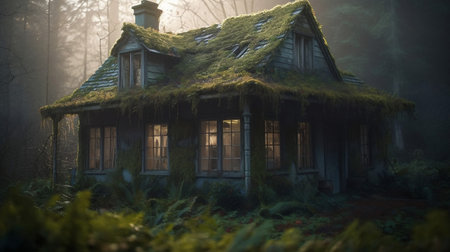 Fairytale cottage in the forest. Fairy tale style. 3d renderingの素材