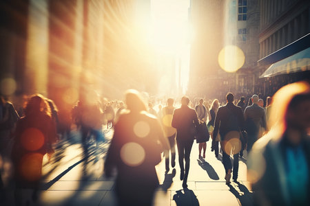 Commuter Walking Commuter Crowd Cityscape Urban Scene Traveling Conceptの素材
