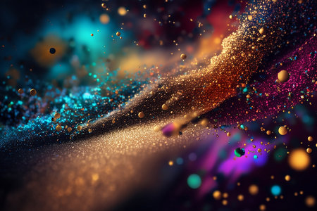 3d illustration of abstract background with glittering particles and bokehの素材
