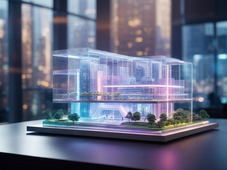 Architectural model of a modern office building. 3d renderingの素材