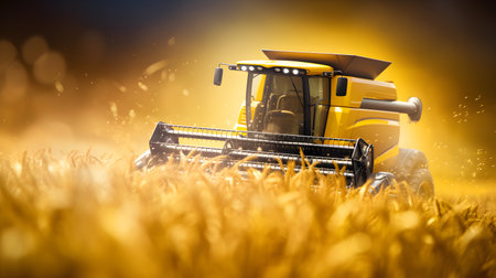 Combine harvester working on wheat field. Agriculture concept.の素材