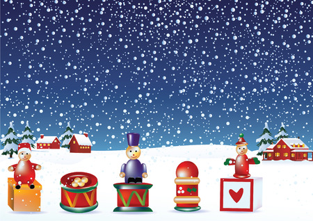 christmas elements in snowのイラスト素材