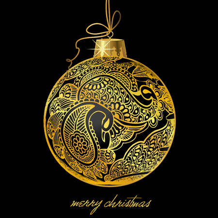 christmas ball with paisleyのイラスト素材