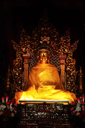 Golden Buddha Made by Carving Woodの写真素材