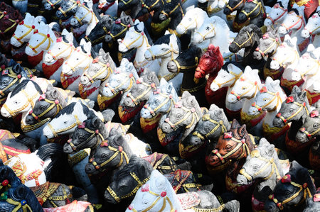 Horse dolls for offerings to Holy thingの写真素材