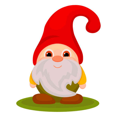 Autumn gnome on a white background. A cute little gnome in autumn colors. Cartoon dwarf.のイラスト素材