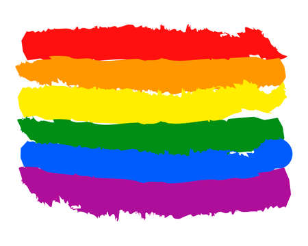 LGBT flag painted with brush strokes. The six color rainbow flag created for popularize and support the LGBT community.のイラスト素材