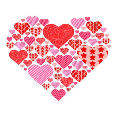 A heart consisting of hearts. A card with a declaration of love, Valentine's Day.