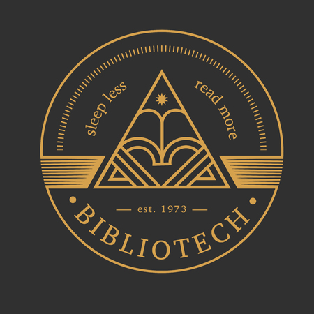 Vector emblem in vintage style for bibliotechのイラスト素材