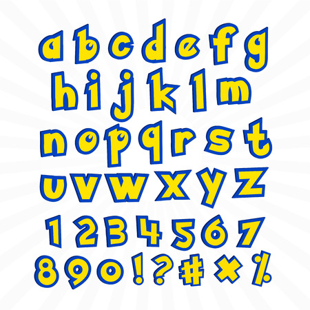 Alphabet letters in a cartoon style. Vector illustrationのイラスト素材