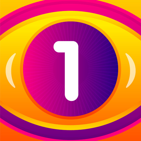 Number with eye icon background. Vector eye care logo template.のイラスト素材