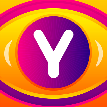 Letter with eye icon background. Vector logo template.のイラスト素材