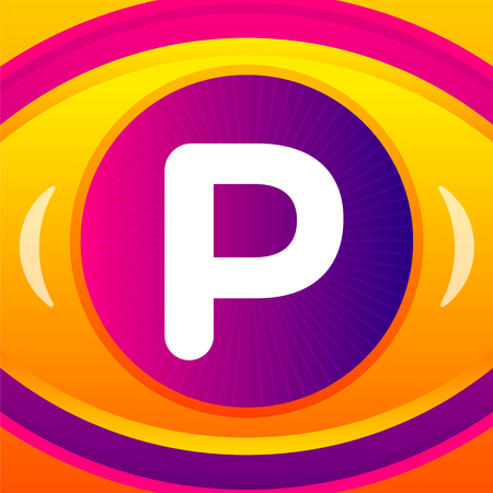 Letter with eye icon background. Vector logo template.のイラスト素材