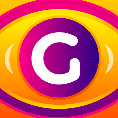 Letter with eye icon background. Vector logo template.のイラスト素材