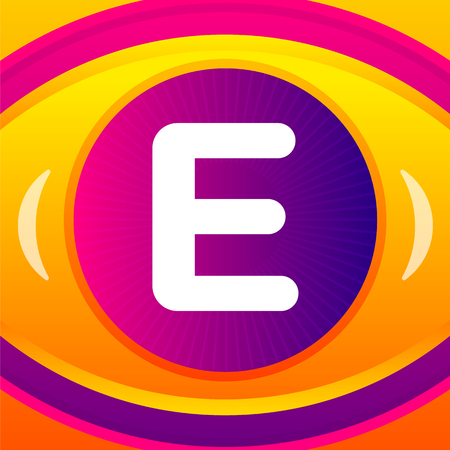 Letter with eye icon background. Vector logo template.のイラスト素材