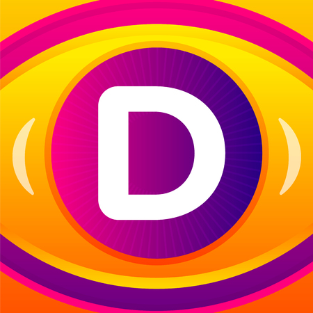 Letter with eye icon background. Vector logo template.のイラスト素材