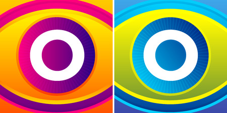 Letter set with eye icon background. Vector eye care logo template.のイラスト素材
