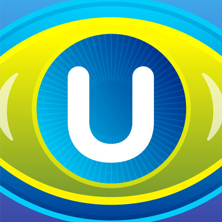 Letter with eye icon background. Vector logo template.のイラスト素材