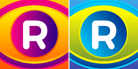 Letter set with eye icon background. Vector eye care logo template.のイラスト素材