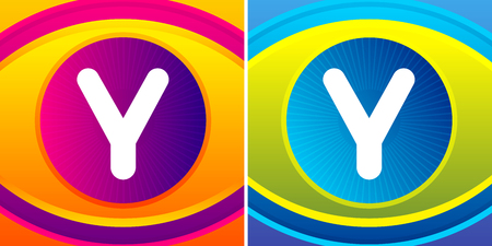 Letter set with eye icon background. Vector eye care logo template.のイラスト素材