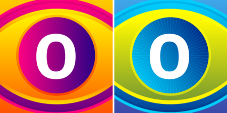 Numbers set with eye icon background. Vector eye care logo template.のイラスト素材