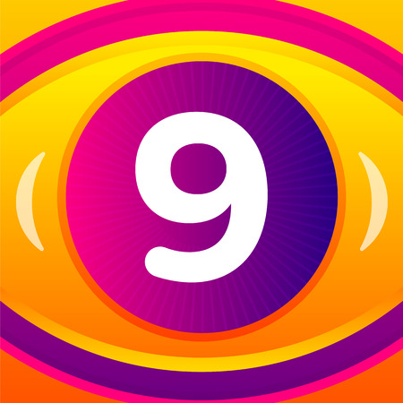 Number with eye icon background. Vector eye care logo template.のイラスト素材