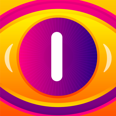 Letter with eye icon background. Vector logo template.のイラスト素材