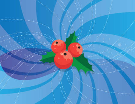 red holly over a blue christmas backgroundのイラスト素材