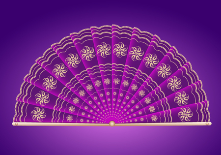 Purple folding fan Japanese style for desingのイラスト素材