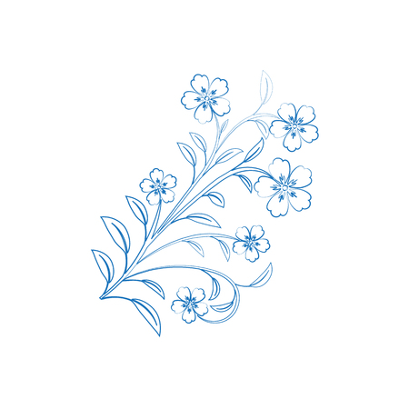 White flowers with blue path. For design, wallpaper, cover invitation, fabric and textile.のイラスト素材
