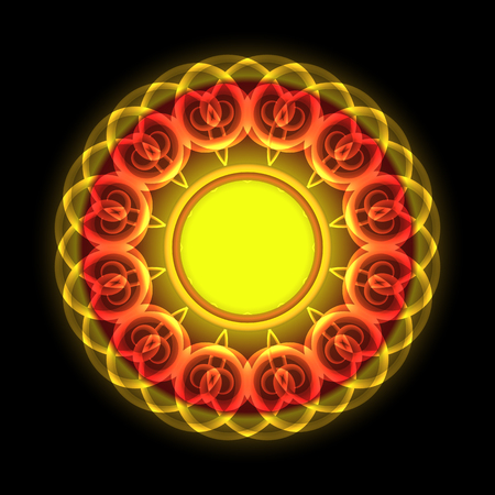 Circle of twisted luminous red, yellow elements for design. Vector illustration.のイラスト素材