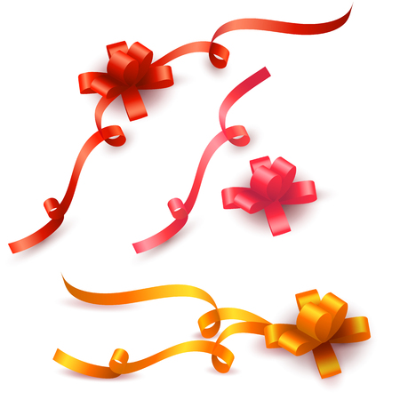 Set of colored gift bows with ribbons isolated on white backgroundのイラスト素材