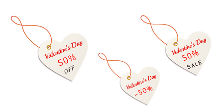 Valentines day sale offer tag and label in form of heart isolated on white backgroundのイラスト素材