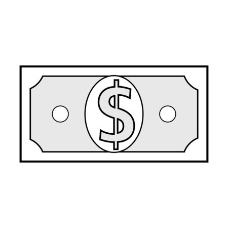 Flat dollar money cash icon isolated on white background. Simple banknote design for online payment, bank transaction, money transfer, deposit, wealth. Clip art. Vector illustrationのイラスト素材