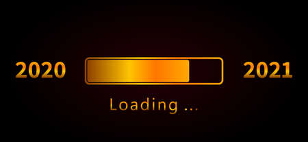 2021 New Year with golden shiny loading progress bar. Design for holiday banner, poster, greeting...