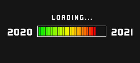 New year loading 2021, gradient progress bar isolated on black blackboard. Happy New Year greeting card with progress bar. Holiday banner, poster or invitation templateのイラスト素材