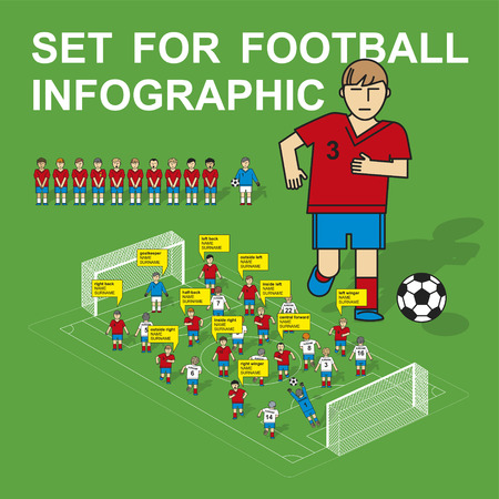 Set for football infographic. The national football team. Flat design, linear design.のイラスト素材