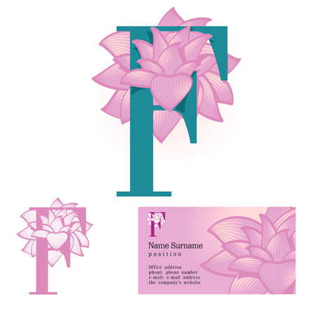 Creative logo for the company's corporate identity: a flower in the letter f, floral, feminine, eco-friendly styleのイラスト素材