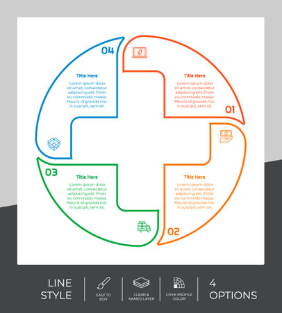 Presentation business option infographic with line style and colorful concept. 4 options of infographic can be used for business purpose.のイラスト素材