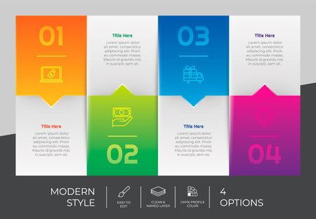 Presentation business option infographic with modern style and colorful concept. 4 steps of infographic can be used for business purpose.のイラスト素材