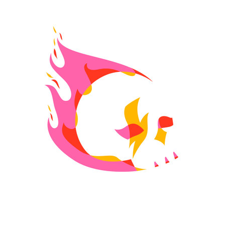 Flaming Skull Vector Design With Abstract Style, Skeleton Vector Can be Use for Logo, Icon or Apparelのイラスト素材