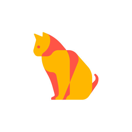 Minimalist Orange Sitting Cat Vector Design, Sitting Cat Vector Can be Use for Logoのイラスト素材