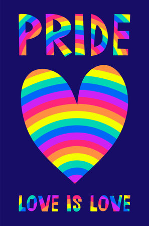Pride Month Poster with Rainbow Heart for LGBT, Pride Month and Gay or Lesbianのイラスト素材