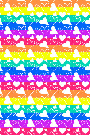 Abstract Heart Pattern with Rainbow Background for LGBT, Pride Month and Gay or Lesbianのイラスト素材