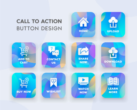 Web Button Design for CTA or Call to Action with Gradient Color and Modern Styleのイラスト素材