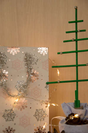 christmas tree handmade gift soft focusの写真素材
