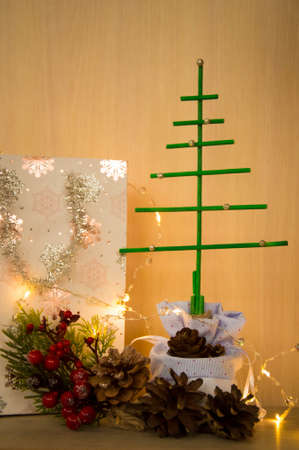 christmas tree handmade gift soft focusの写真素材