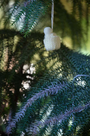 Christmas decoration in the form of a heart on a Christmas tree.の写真素材